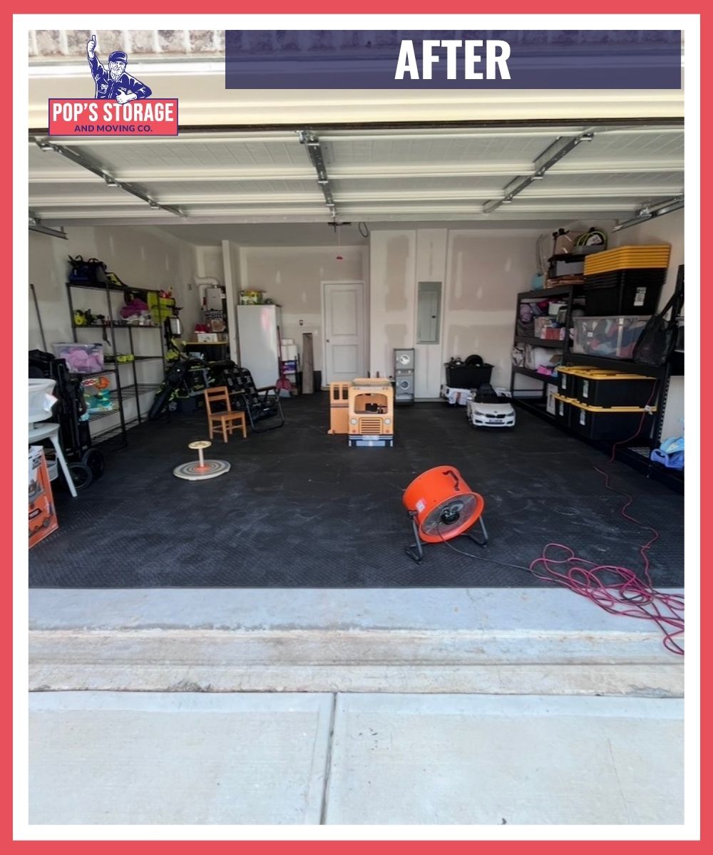 Garage after junk removal cleanout with clean organized space in Gainesville GA