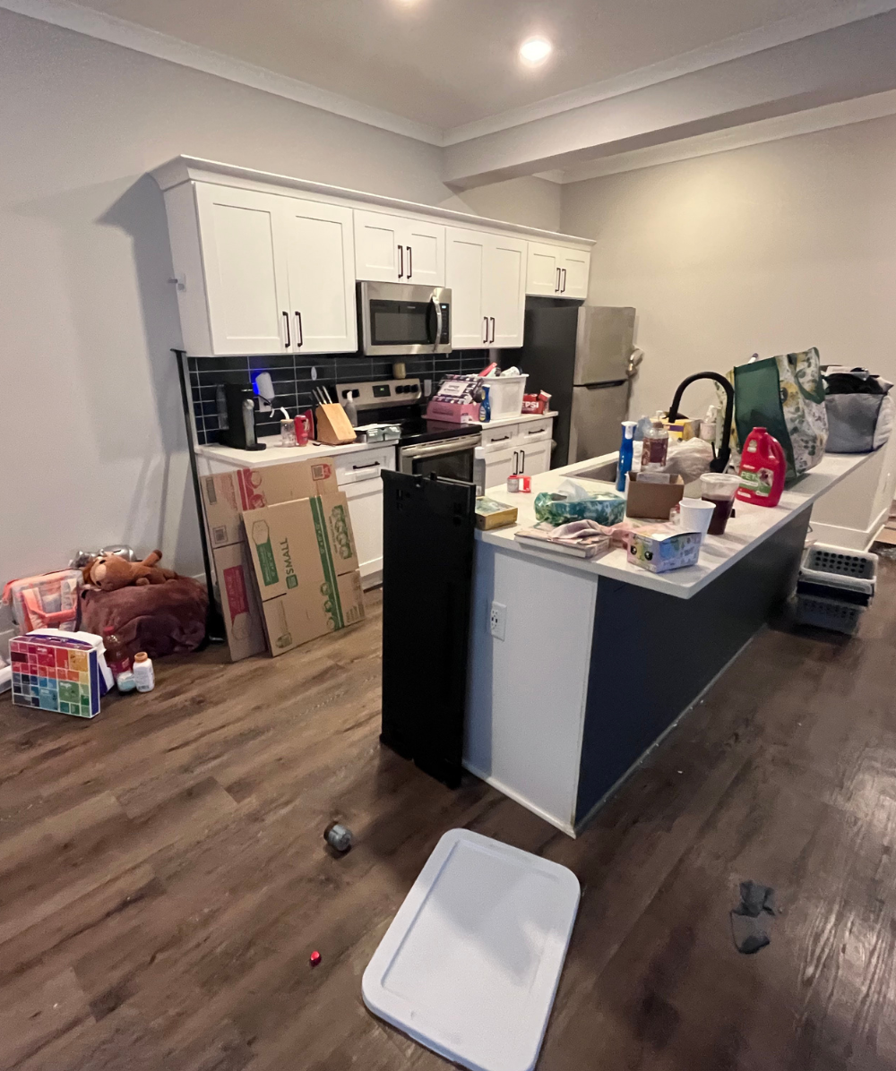 Kitchen before a junk removal service